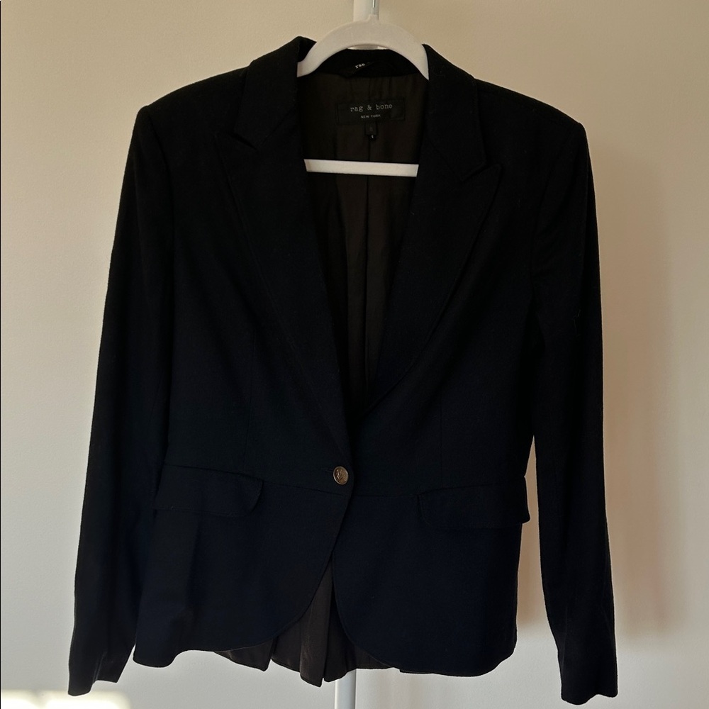 rag & bone navy blue Tailored Single-Button Blazer